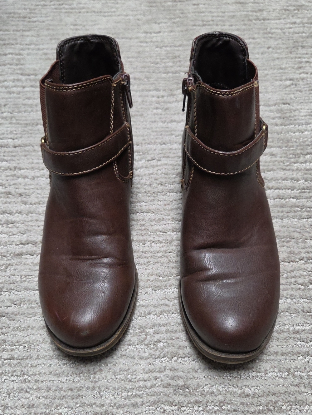 Naturalizer Dark Brown Ankle Booties with Strap and Side Zip